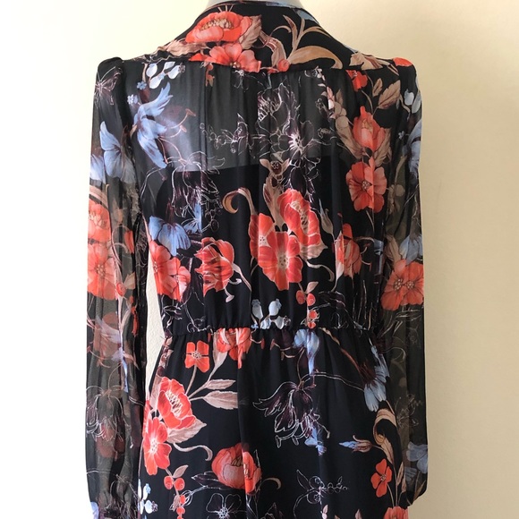 Beautiful Sheer Floral Midi Dress w/ Under Slip - Picture 6 of 8